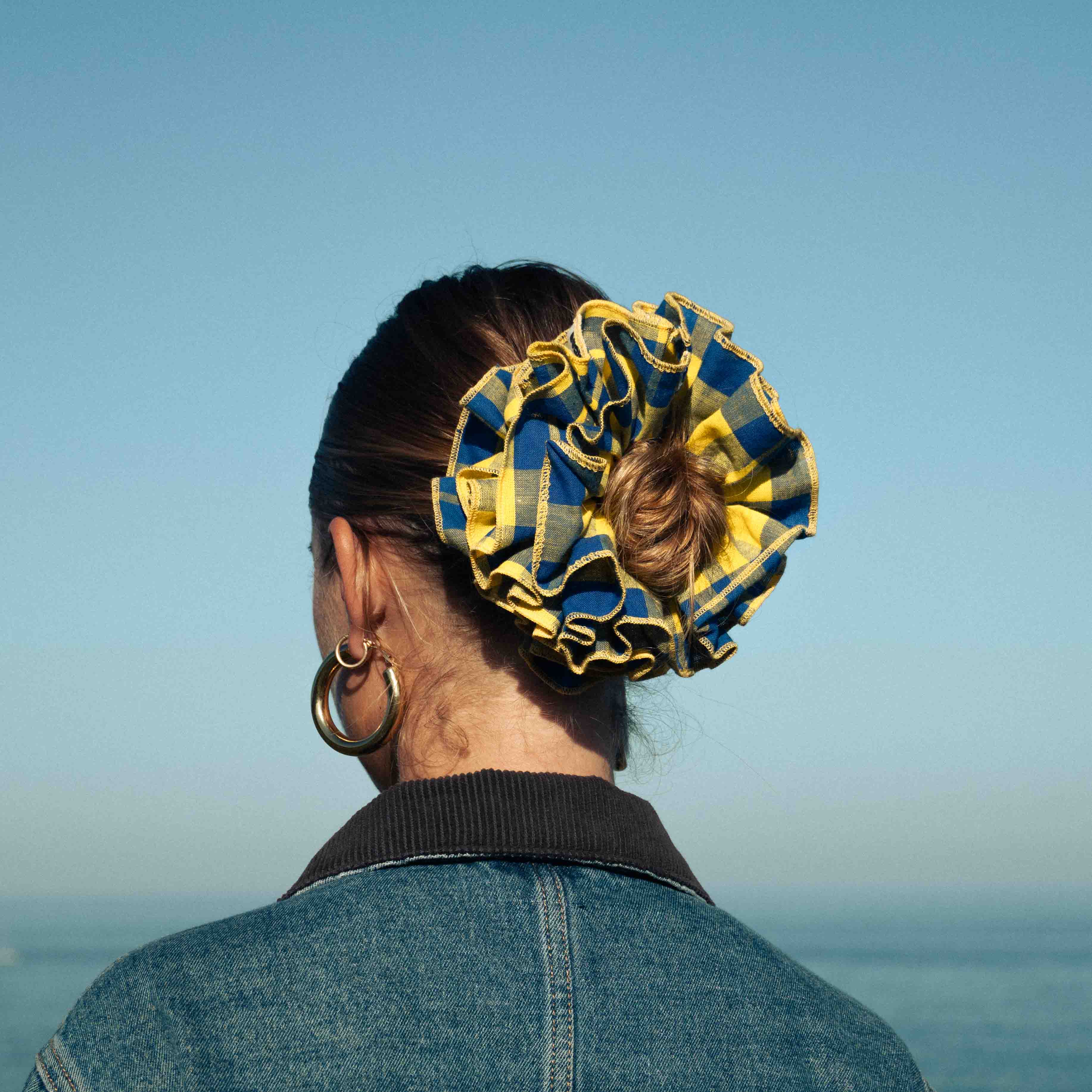 Chouchou Josie - Madras jaune et bleu