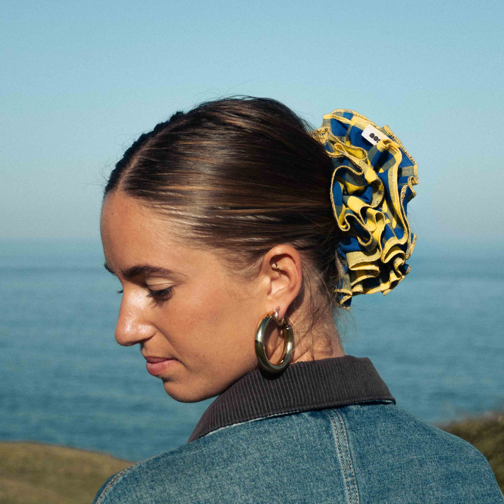 Chouchou Josie - Madras jaune et bleu