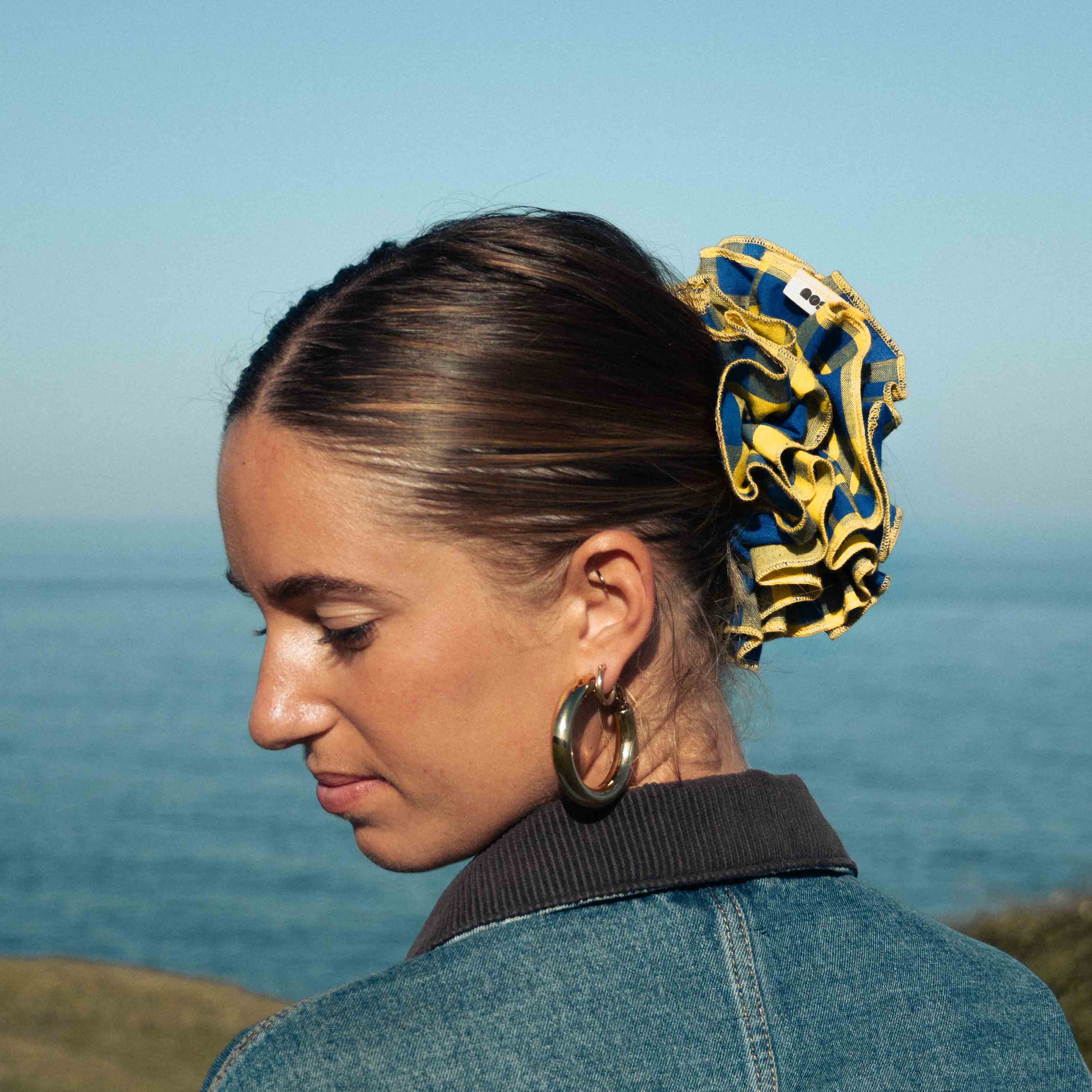 Chouchou Josie - Madras jaune et bleu