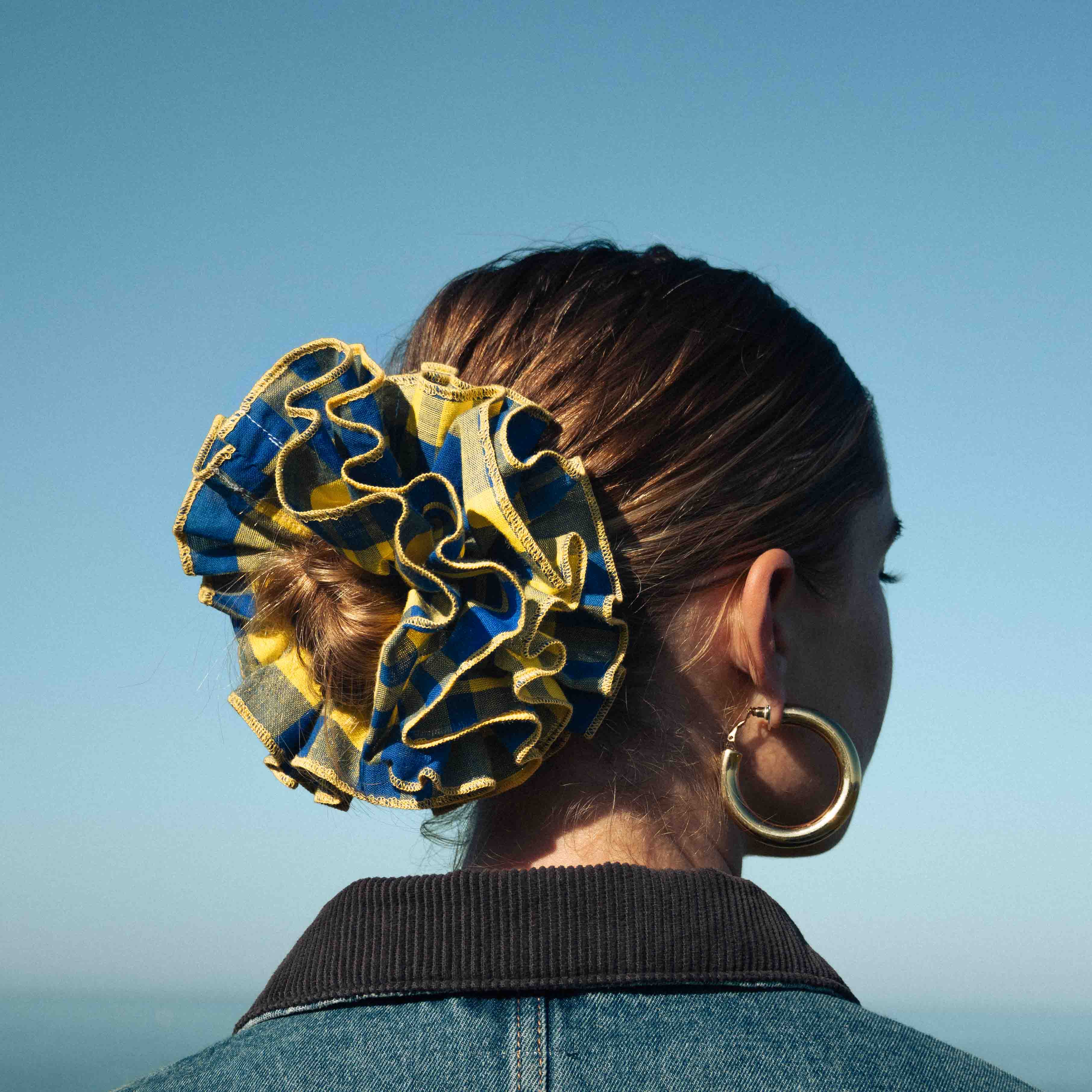 Chouchou Josie - Madras jaune et bleu