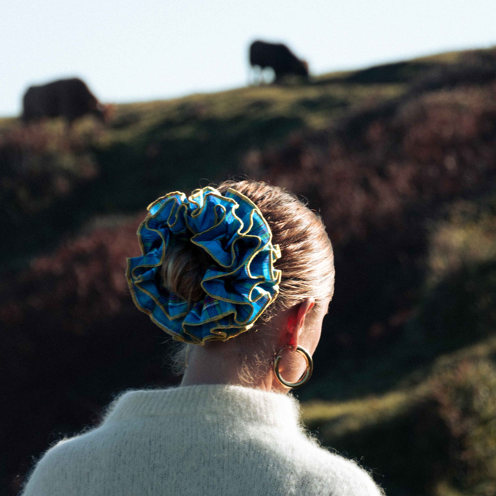 Chouchou Josie - Madras bleu et jaune