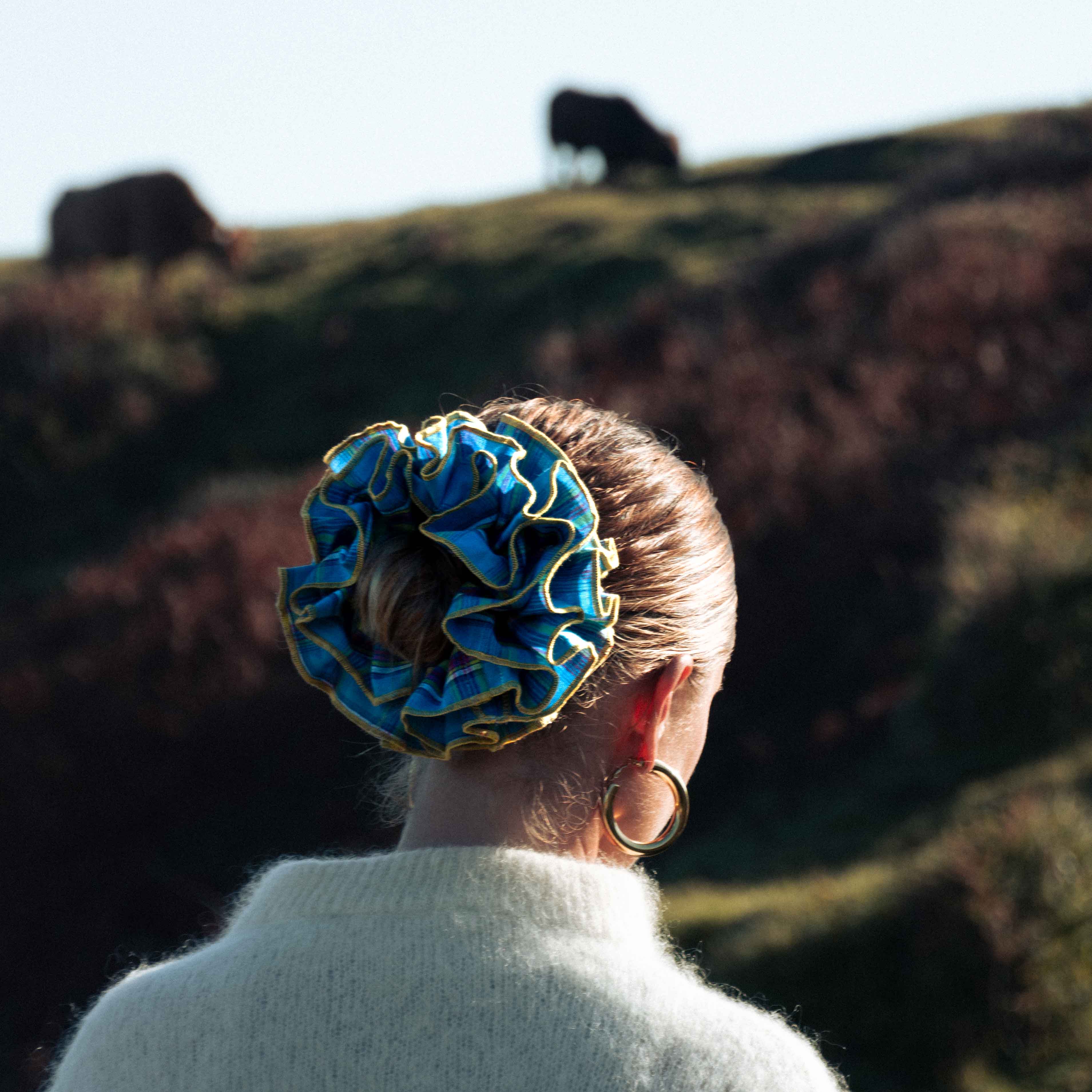 Chouchou Josie - Madras bleu et jaune