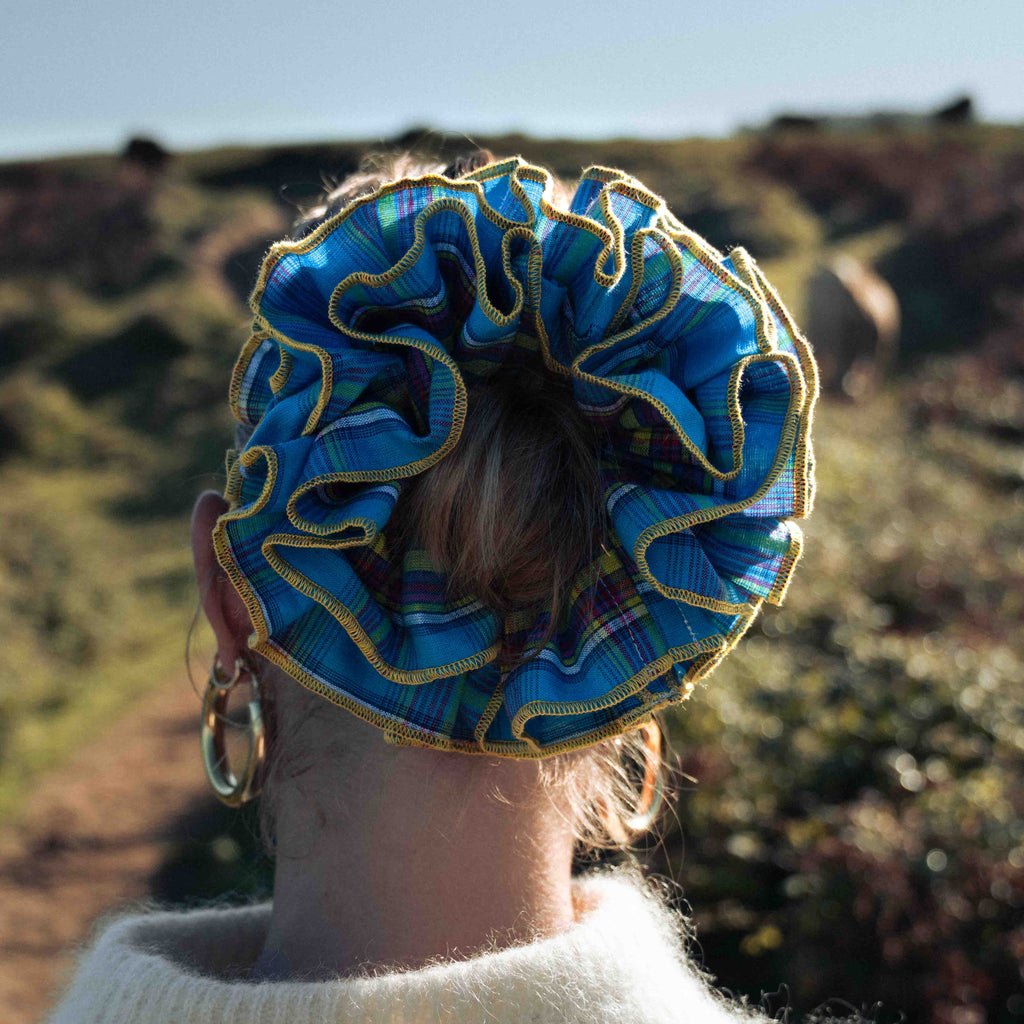 Chouchou Josie - Madras bleu et jaune