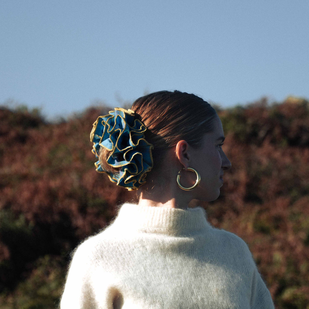 Chouchou Josie - Madras bleu et jaune