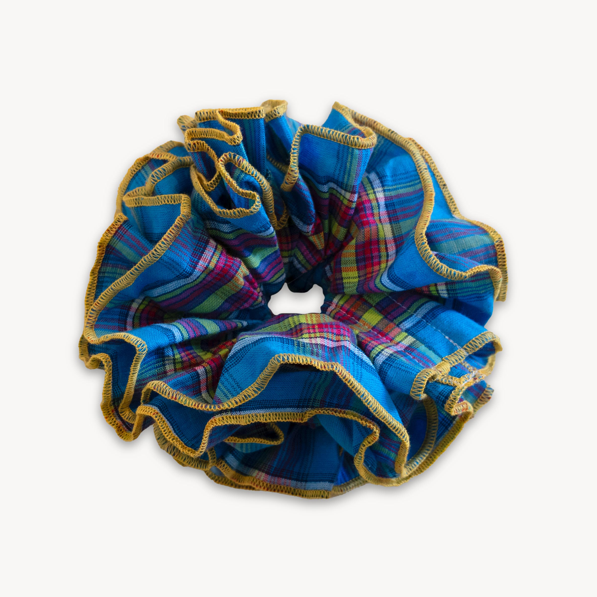 Chouchou Josie - Madras bleu et jaune