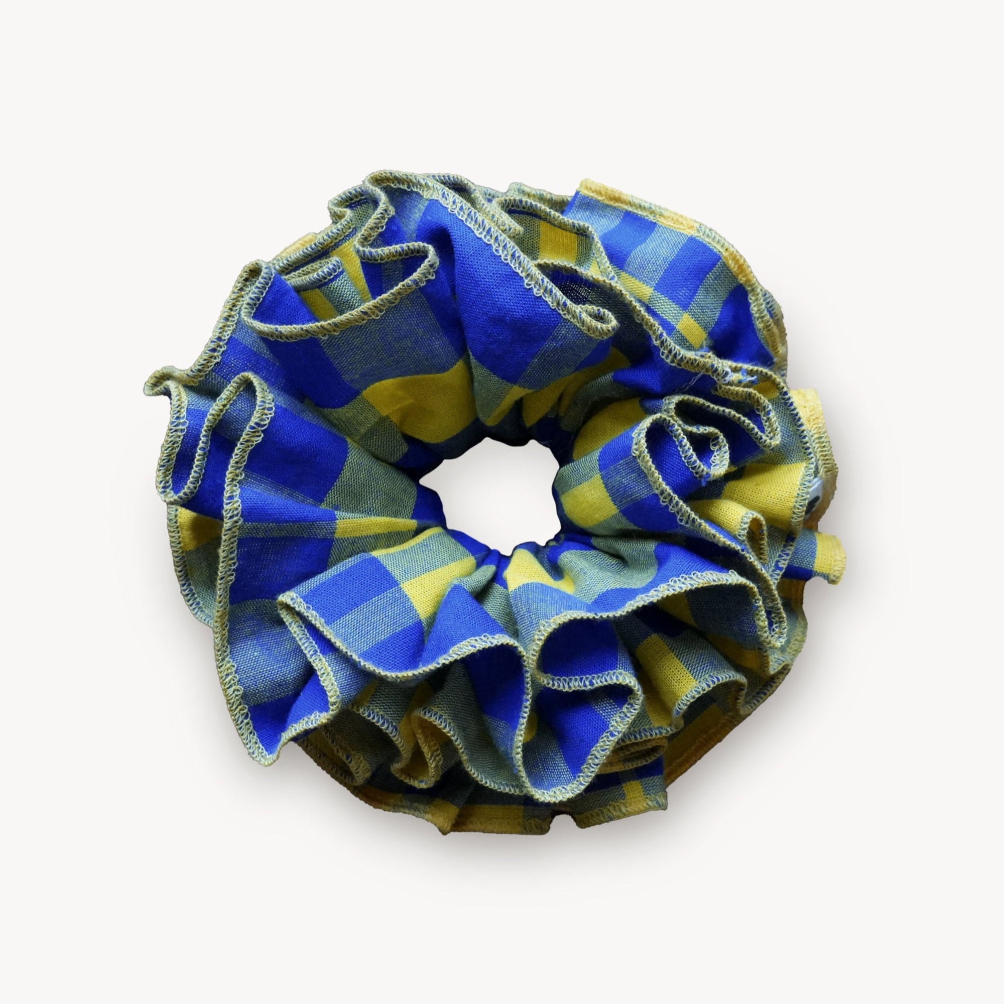 Chouchou Josie - Madras jaune et bleu