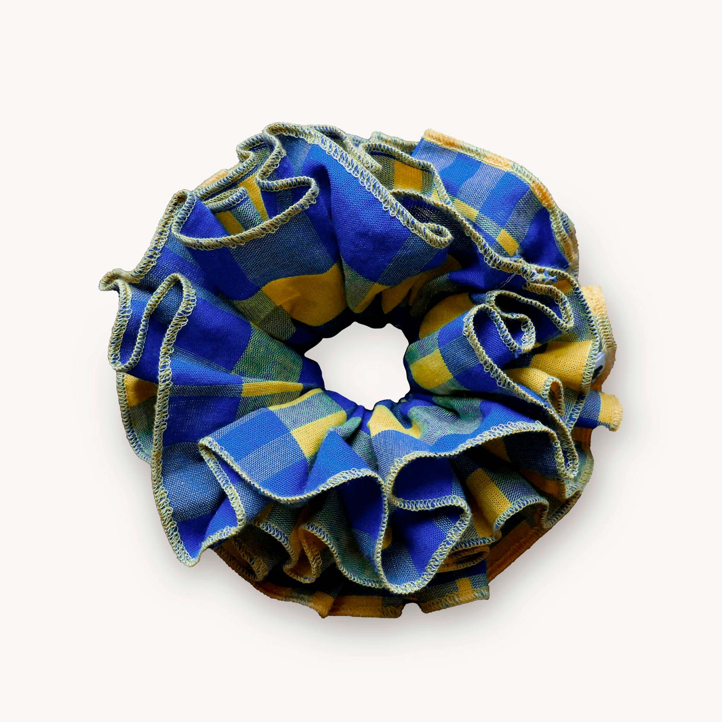 Chouchou Josie - Madras jaune et bleu