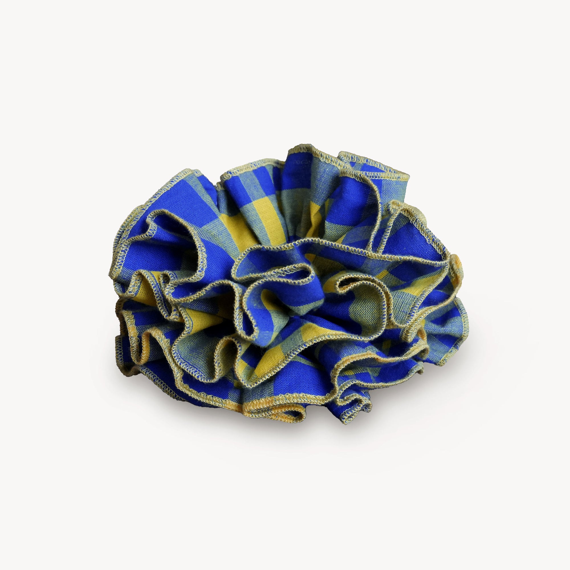 Chouchou Josie - Madras jaune et bleu
