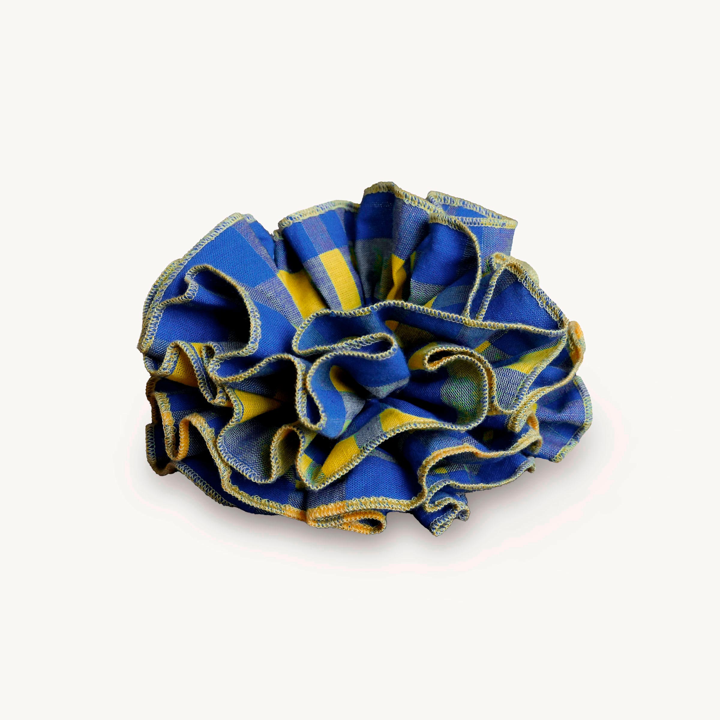 Chouchou Josie - Madras jaune et bleu