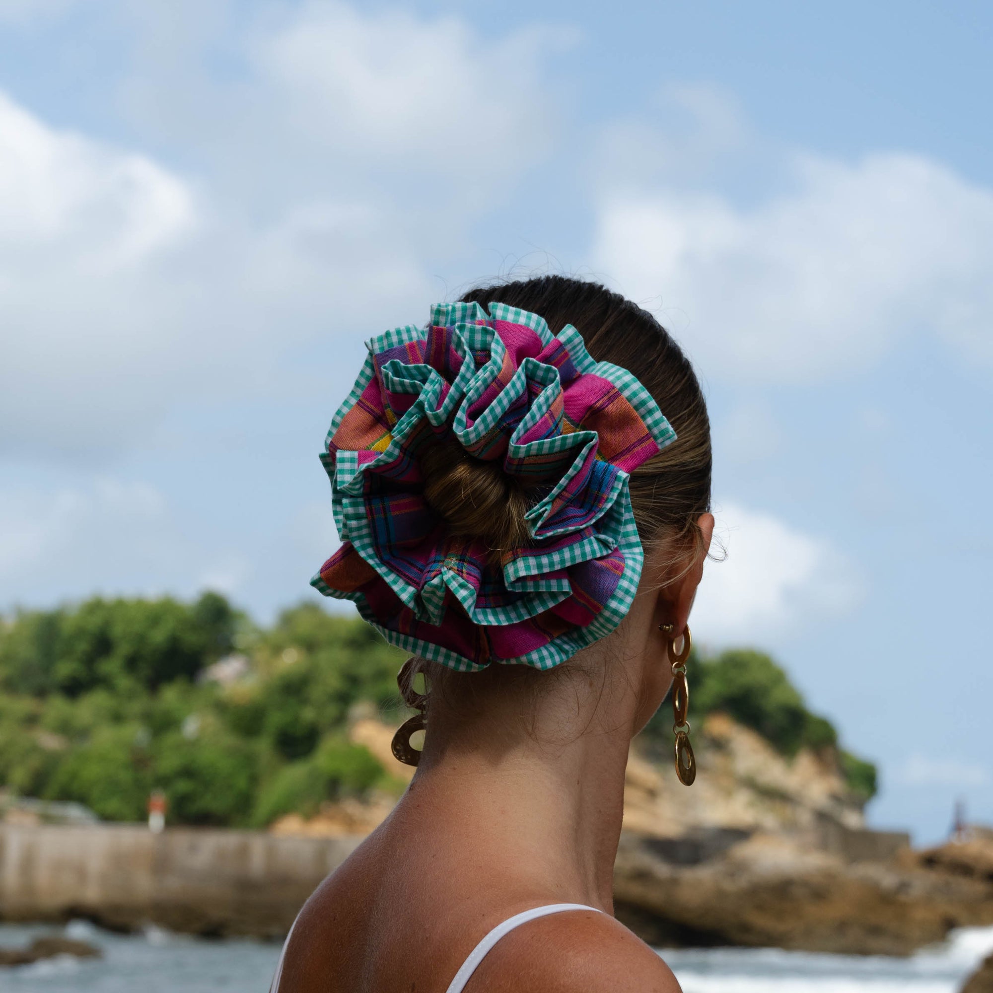 Chouchou Maxi Rosi - Madras rouge et vert