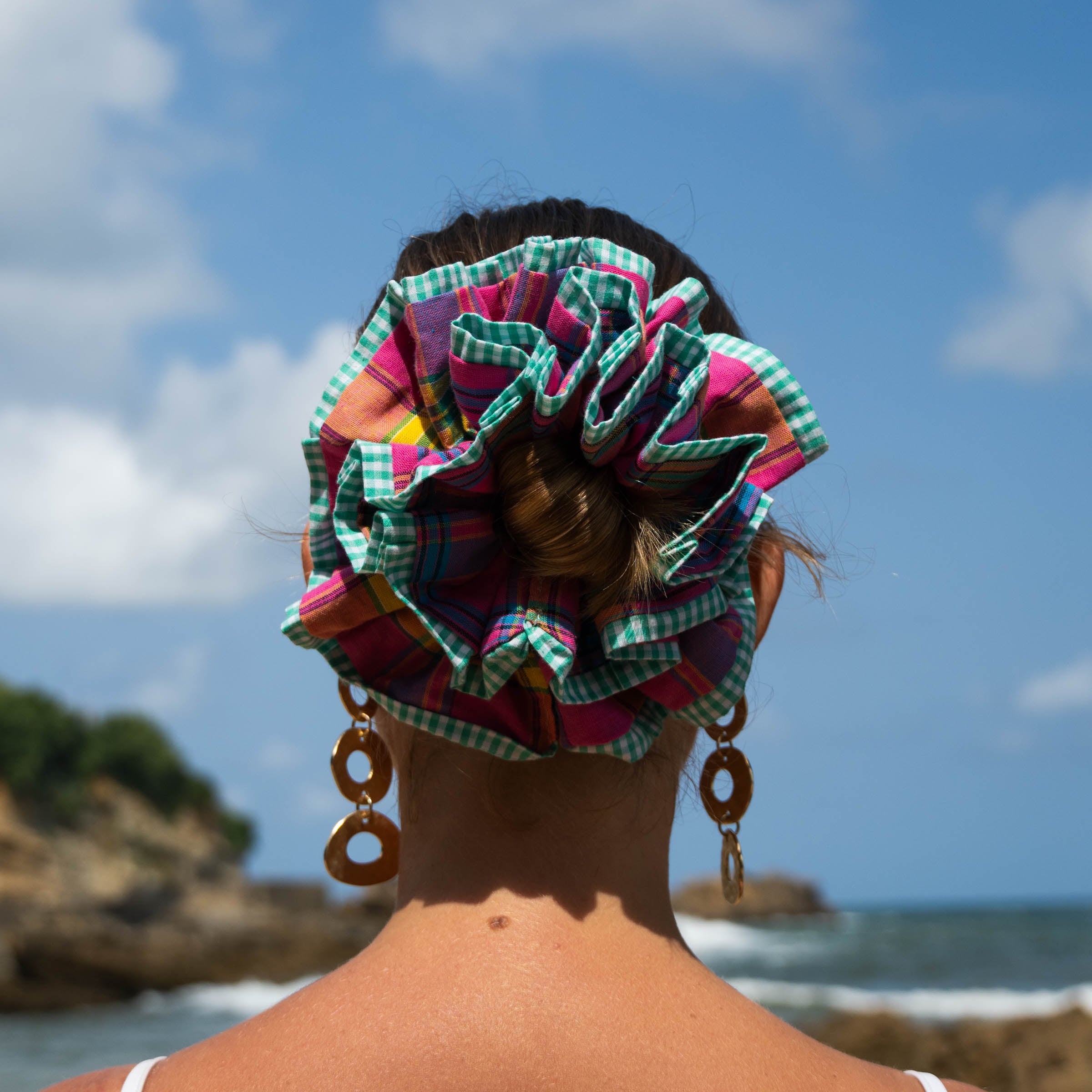 Chouchou Maxi Rosi - Madras rouge et vert