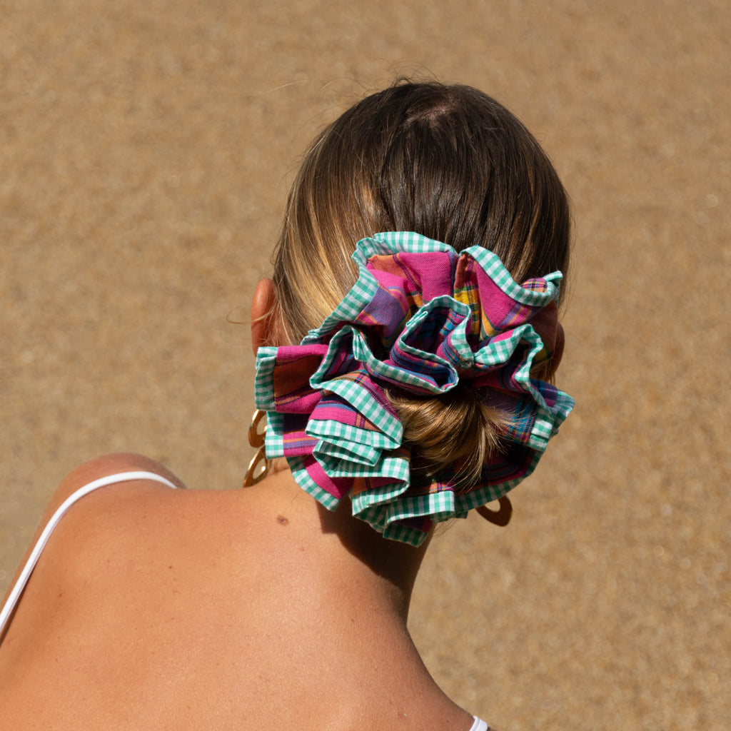 Chouchou Maxi Rosi - Madras rouge et vert