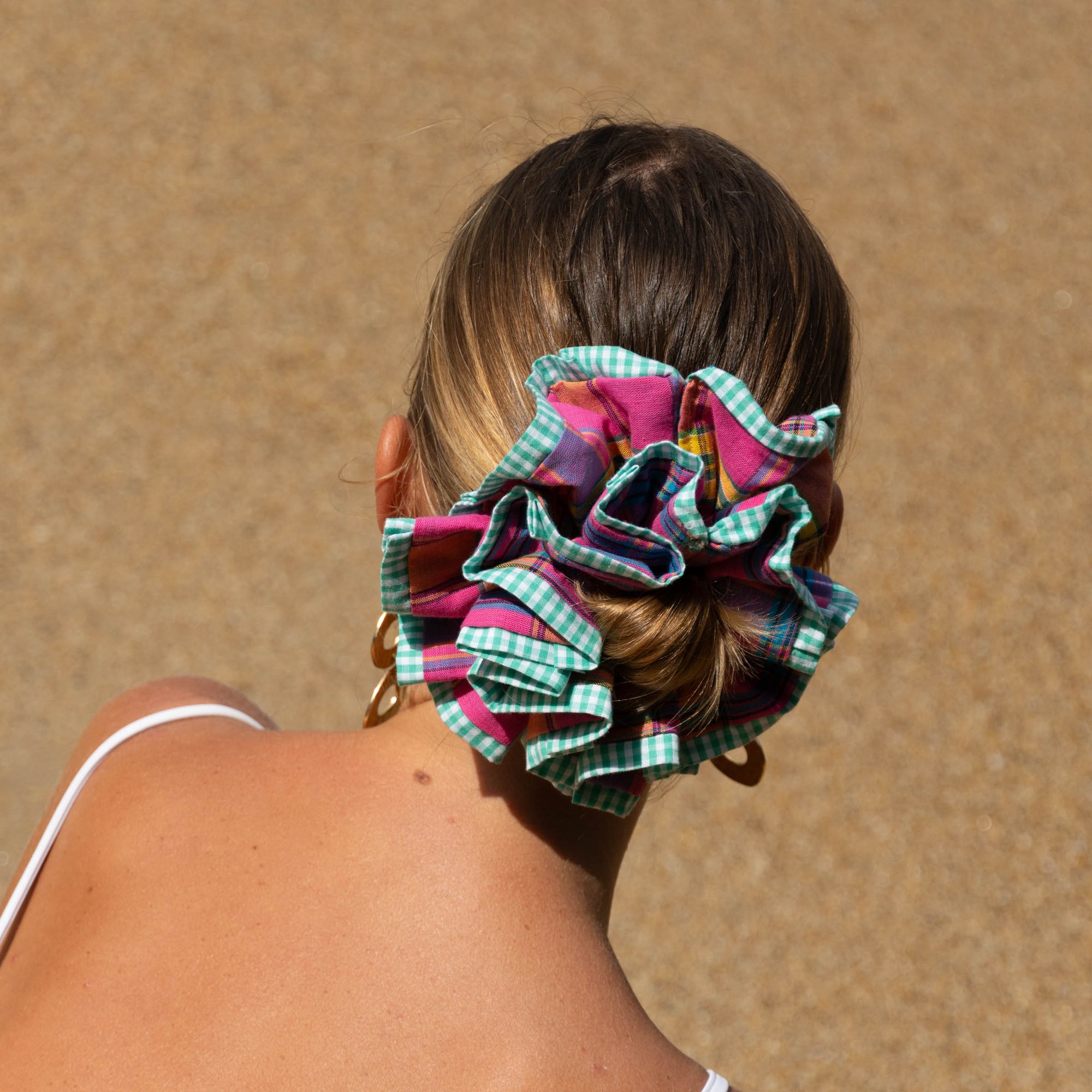 Chouchou Maxi Rosi - Madras rouge et vert