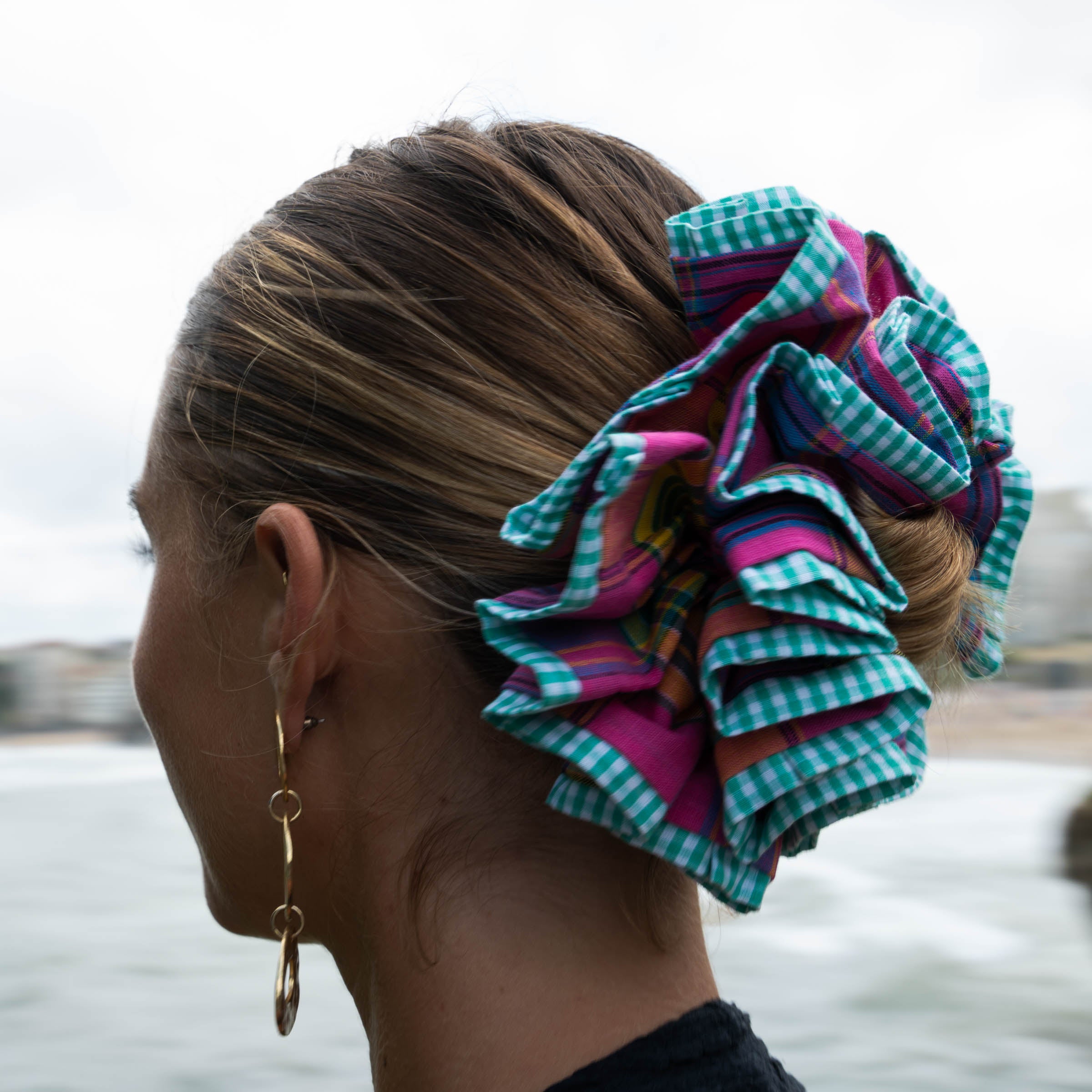 Chouchou Maxi Rosi - Madras rouge et vert