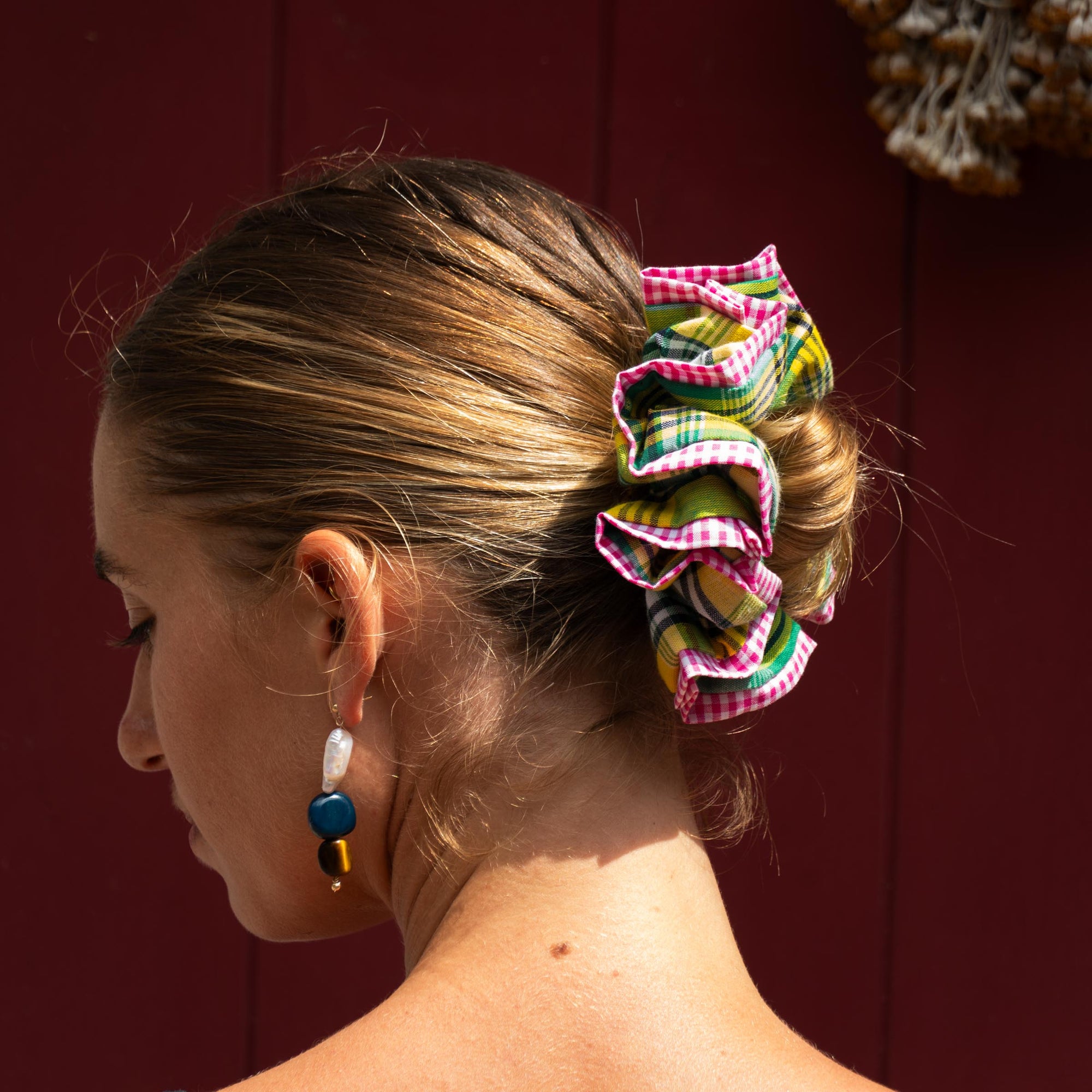 Chouchou Rosi - Madras vert et rose