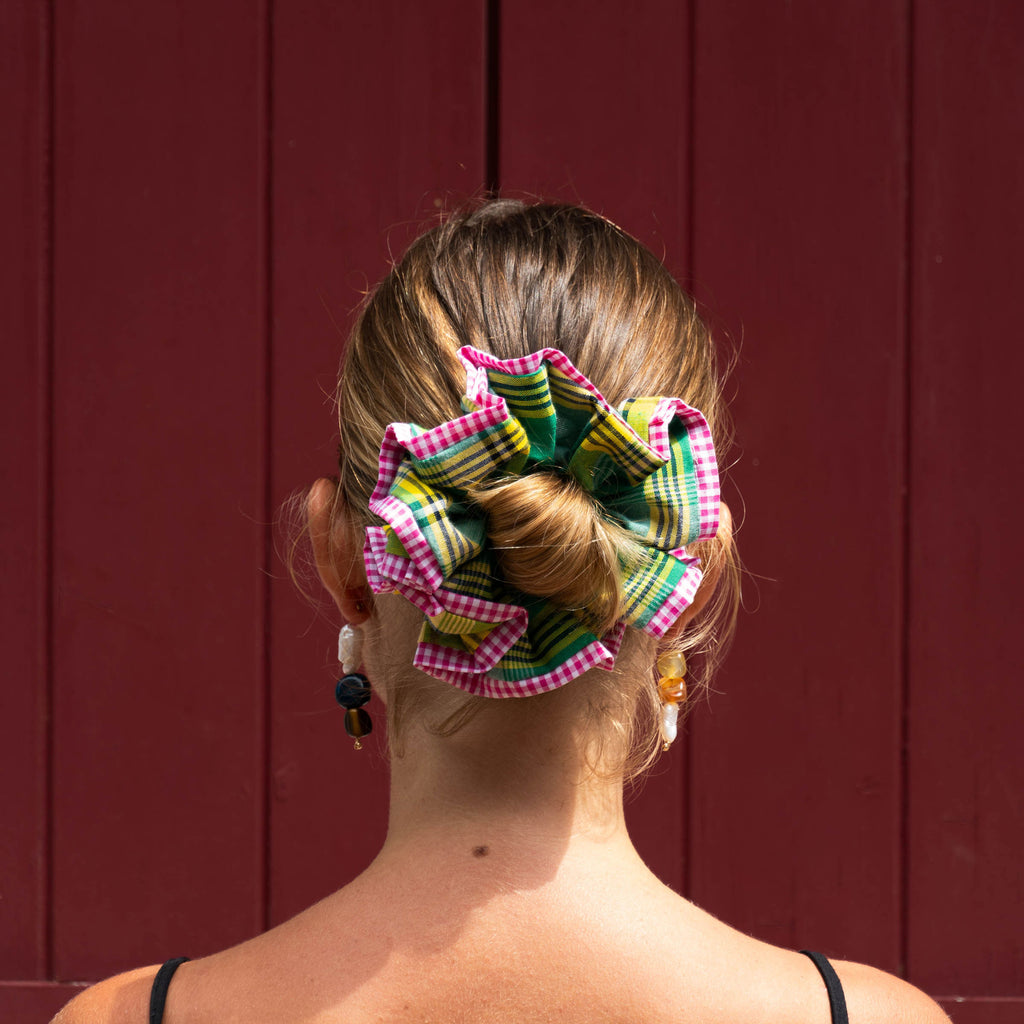 Chouchou Rosi - Madras vert et rose