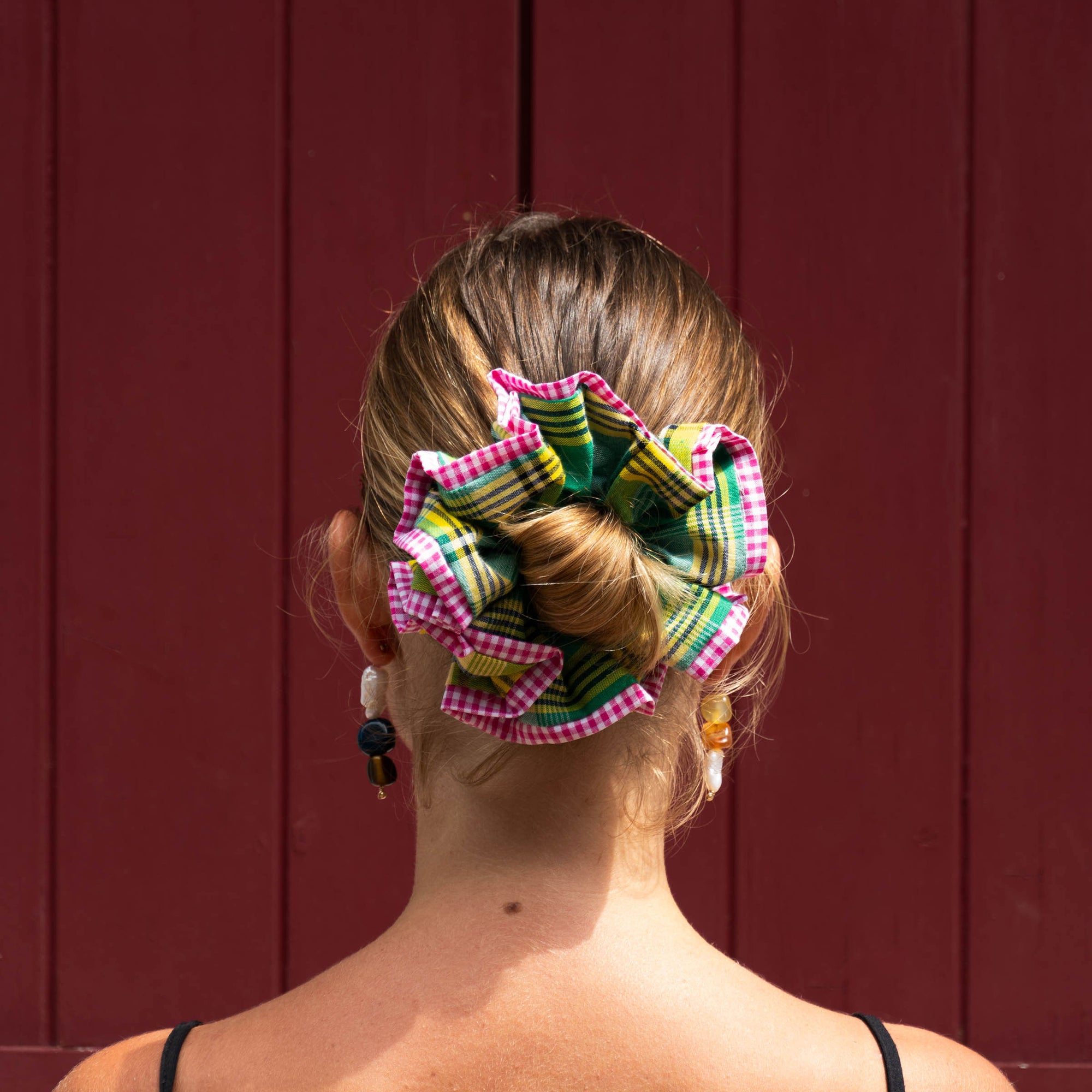 Chouchou Rosi - Madras vert et rose