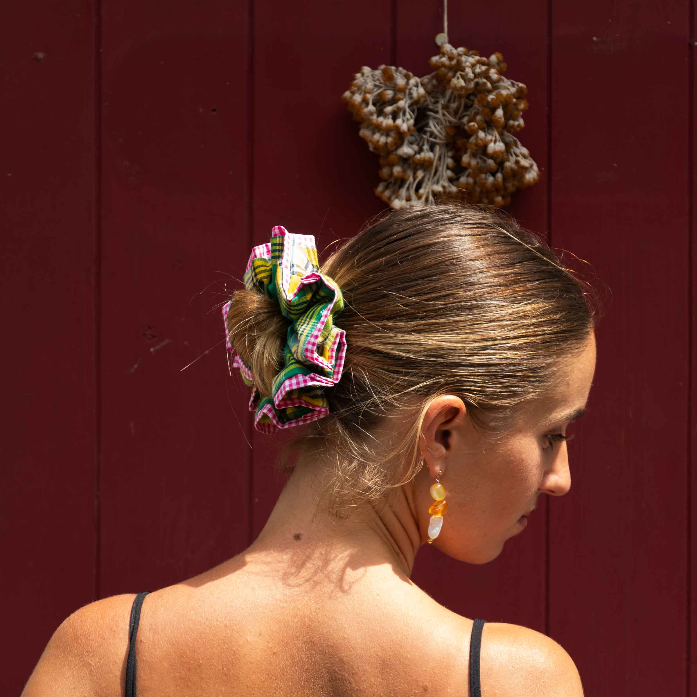 Chouchou Rosi - Madras vert et rose